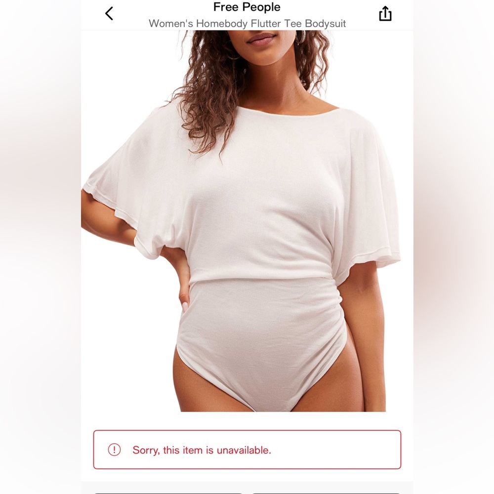 Free People Off-White Flutter Sleeve Bodysuit